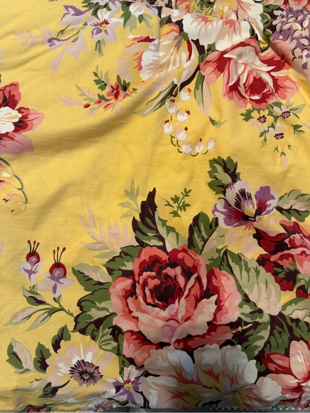 Ralph Lauren Sophie Brooke Yellow Floral Cabbage Rose Reversible Comforter - Picture 13 of 16